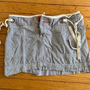 Blue and white striped skirt